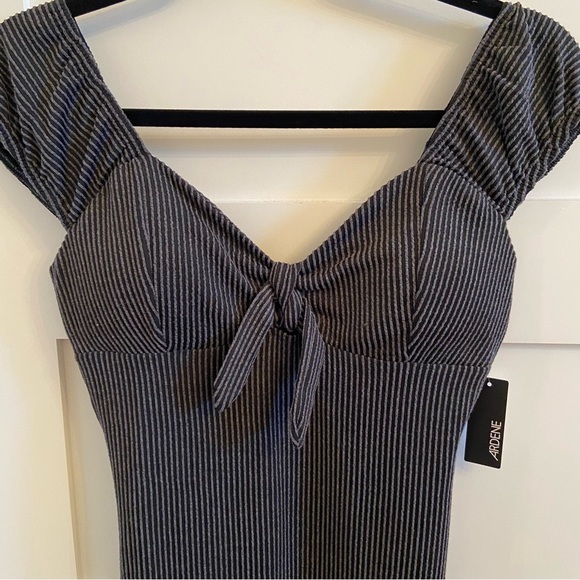 Ardene Black and Gray Striped Ribbed Dress - Picture 3 of 14